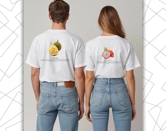 Dragon Fruit & Durian Streetwear T-Shirt | Bold Tropical Graphic Tee | Urban Foodie Shirt
