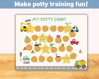 Cars and Construction Potty Training Chart: Kids Reward System (Printable PDF/PNG File)