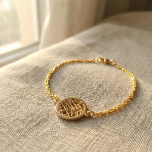 14K Gold Personalized Map Bracelet, Coordinate Bracelet, Where We Met Map, First Date Map, Engagement Location, The Night We Met