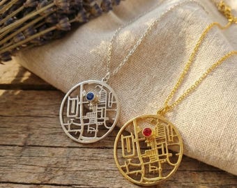 14K Personalized Coordinate Necklace, Where We First Met, First Date Map, Engagement Location, Custom Coordinates, Dating Necklace