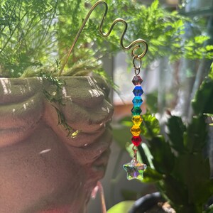 Pieux attrape-soleil pour plantes en cristal doré : décoration arc-en-ciel, lot de 2