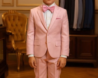 キッズピンクのスーツ | 蝶ネクタイ付き男の子フォーマル衣装 | 幼児の 