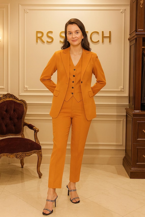 women orange dress pants Hfyihgf Womens Stretch Dress Pants Front Seam Casual Slacks Pants Elegant Straight Wide Leg High Waist Suit Trousers for Office Work Business(Orange,S