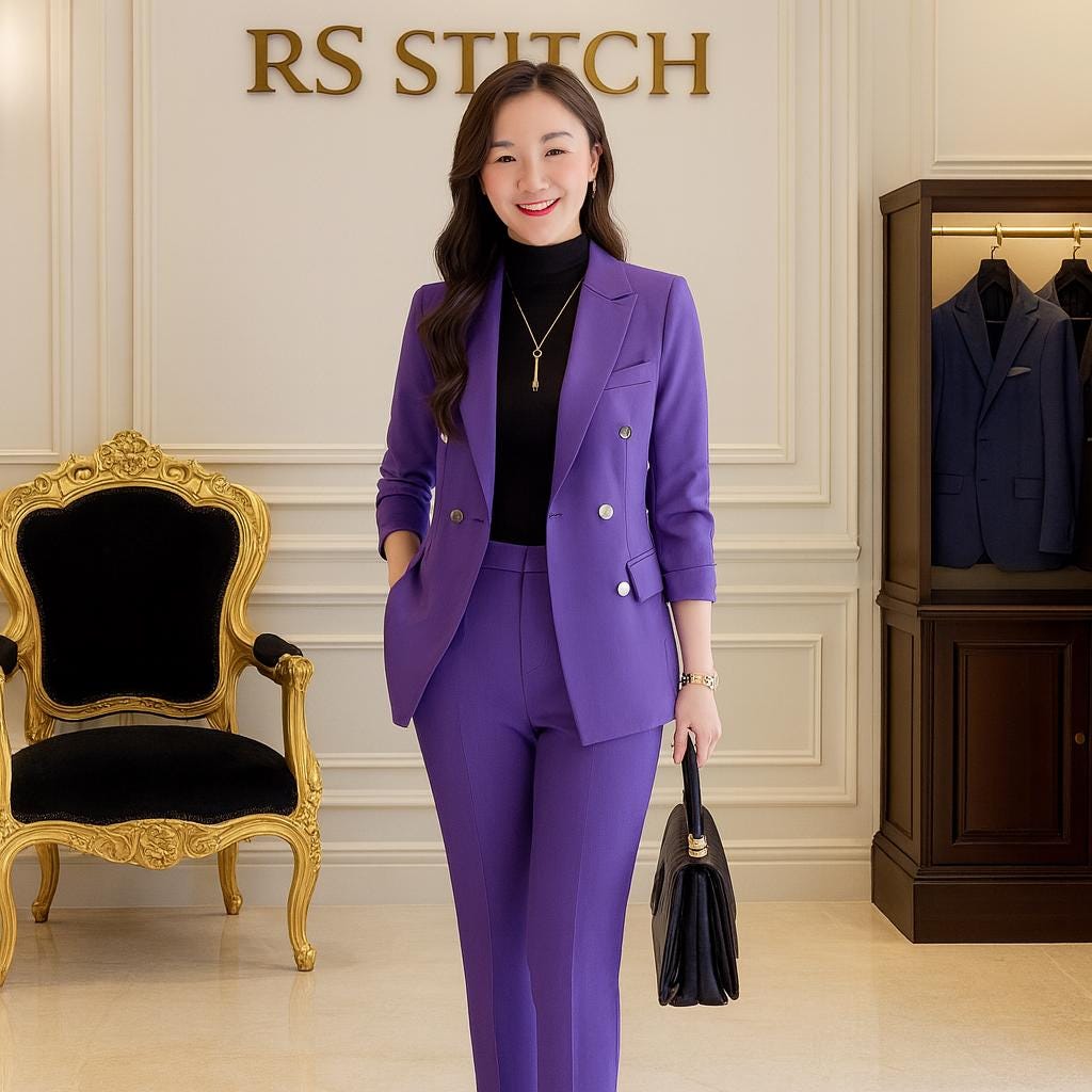 Women's Purple Pantsuit Set – Elegant Blazer & Trousers | Formal