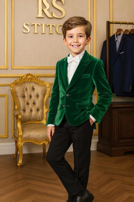 Boys Velvet Suit Jacket Green Blazer | Kids Formal Tuxedo Outfit With Bow  Tie | Wedding, Birthday, Party Dress for Boys, Children Clothing - Etsy  Denmark