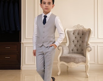 Completo Bambino Elegante Elegante Completo Per Bambini 4 Pezzi - Abito Da Cerimonia Con Gilet E Papillon Gilet Bambino Elegante - Foto 4