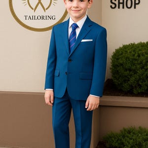 Boys Blue Suit: Kids 2-Piece Formal Outfit with Tie