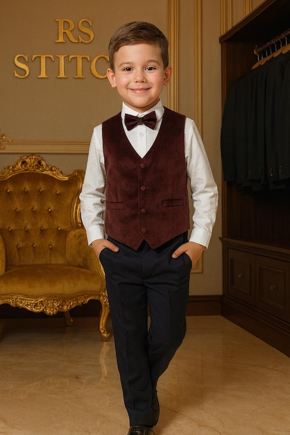 formal dress boy Little & Youth Boys Suit Set - Formal Jacket, Vest, Pants, Shirt, and Matching Bowtie main image 1