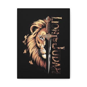 Reigion- Lion of Judah Canvas Art, Bold Wall Decor for Faith and Inspiration, Religious Home Decor, Lion Artwork, Spiritual Wall Art
