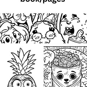 Funny Stoner Food Coloring Book: Trippy Cartoon Snacks (PDF Digital Download 8.5x11)