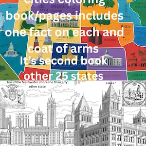 US States Coloring Book: Facts & Coat of Arms (PDF Printable Activity Book)