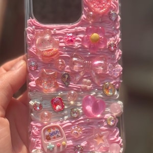 Pink Clouds Junk Phone Case with Charms
