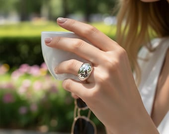 Polierter Oval Dome Ring | Massiv Sterling Silber | Modernes Chunky Band | Statement Minimalist Schmuck | Geschenk zum Jahrestag