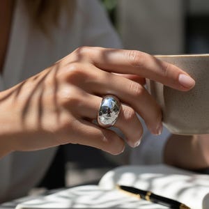 Sterling Silver Dome Ring | High Polish Bold Band | Minimal Jewelry | Statement Piece | Gift Box Included