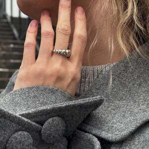 Bubble Ring Chunky Statement Ring Sterling Silver Puffy Cloud Ring Modern Jewelry Gift image 3