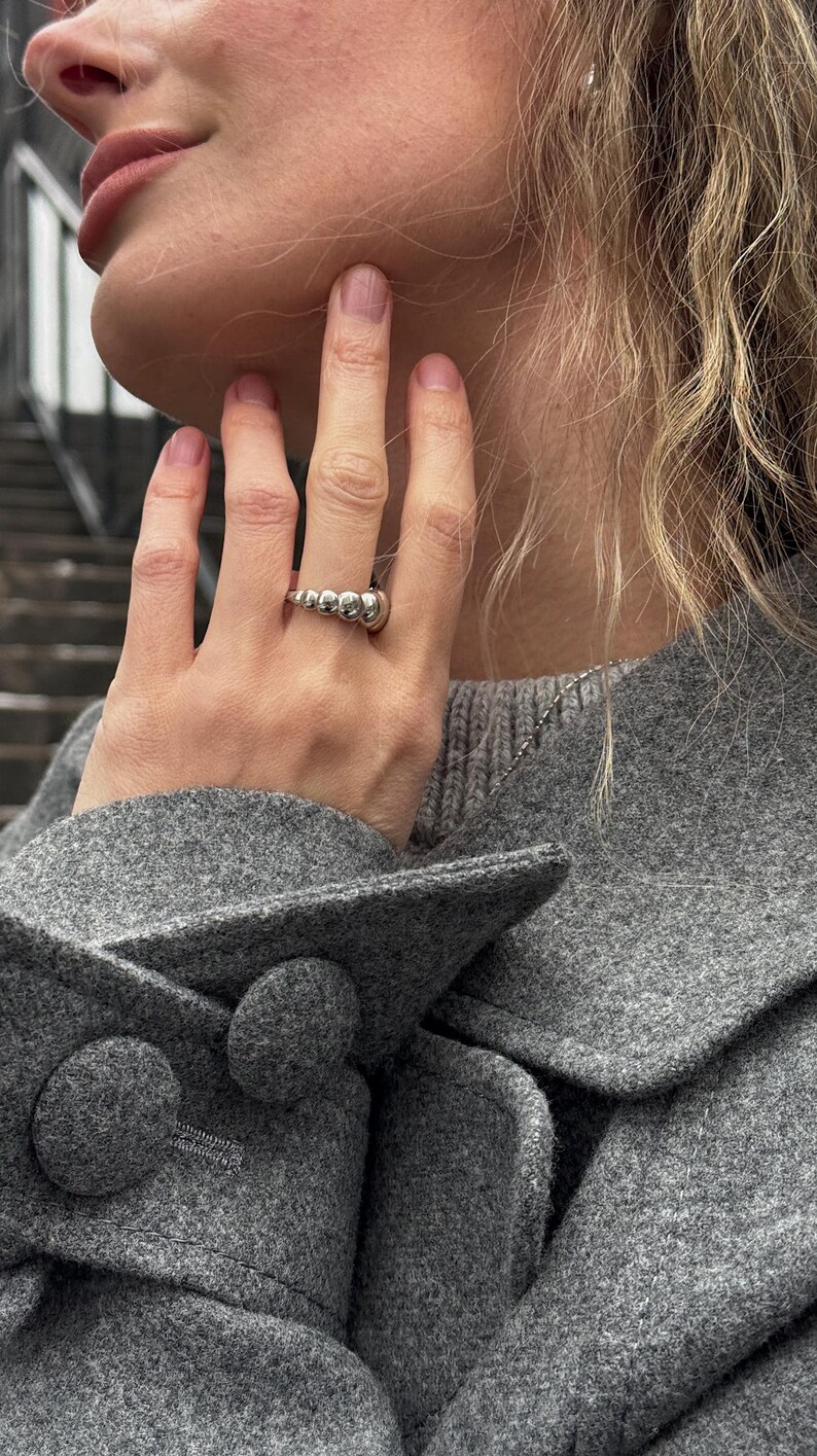 Bubble Ring Chunky Statement Ring Sterling Silver Puffy Cloud Ring Modern Jewelry Gift image 3
