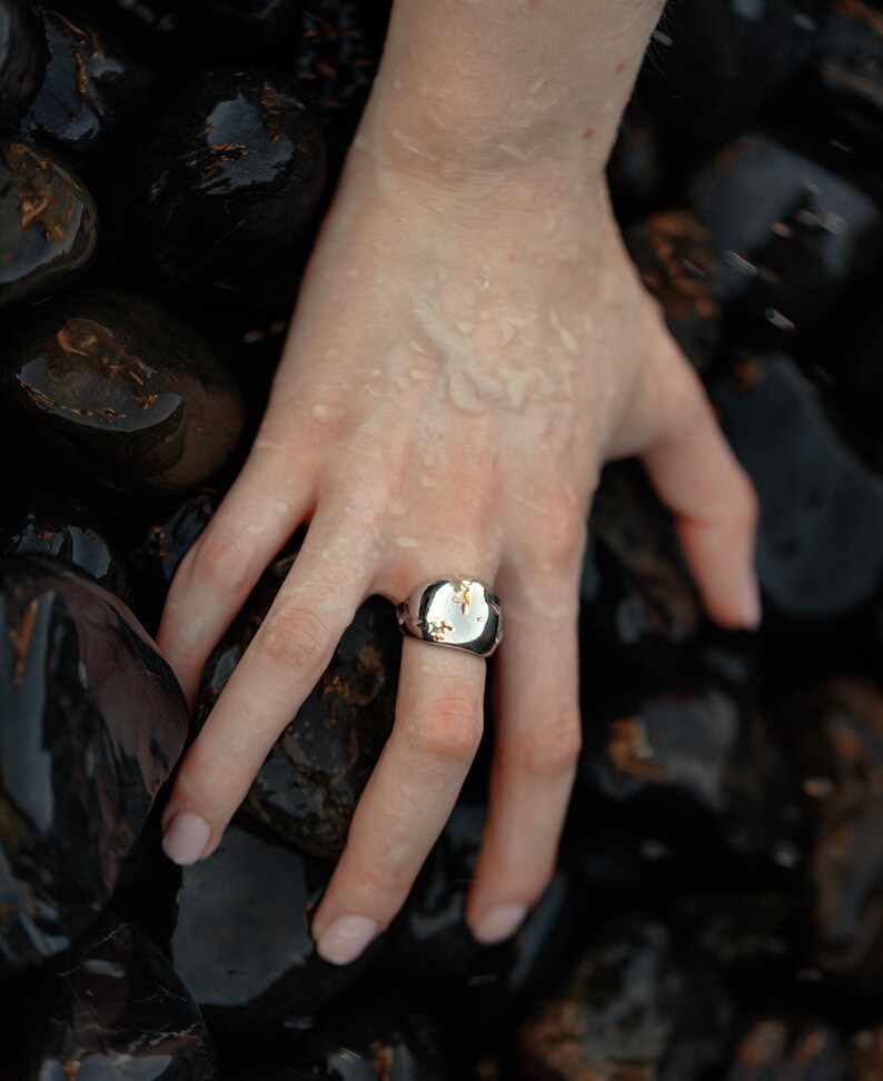 Bold 925 Sterling Silver Dome Ring for Women | Statement Oval Shape | Minimalist Chunky Band | Gift Jewelry for Her | Polished Mirror Finish image 4
