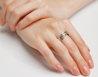 Stapelbar ring i sterlingsilver – Moderna minimalistiska stapelbara smycken – Justerbart ringset för vardagsbruk