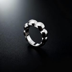 Anillo de burbuja de plata de ley 925 / Anillo de cúpula moderno / Joyería minimalista robusta / Anillo único / Regalo para ella / Acabado pulido