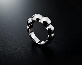 925 Sterling Silver Bubble Ring | Modern Dome Band | Chunky Minimalist Jewelry | Unique Statement Ring | Gift for Her | Polished Finish