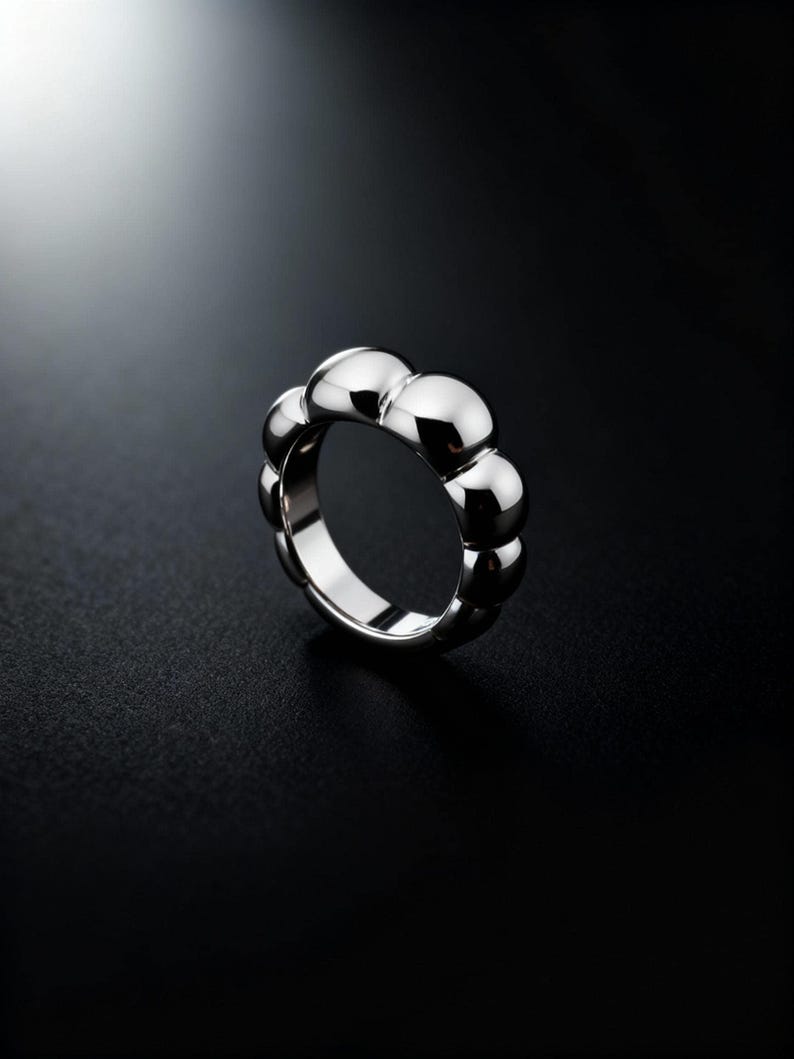 Bubble Ring Chunky Statement Ring Sterling Silver Puffy Cloud Ring Modern Jewelry Gift image 2