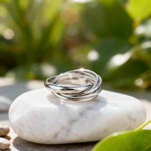Interlocked Stacking Silver Ring | Handmade 925 Sterling Silver | Elegant Gift for Her | Anniversary Jewelry