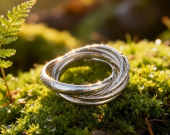 Anello girevole in argento sterling, fasce triple intrecciate, regalo minimalista senza tempo per lei, elegante anello impilabile per tutti i giorni, regalo da donna