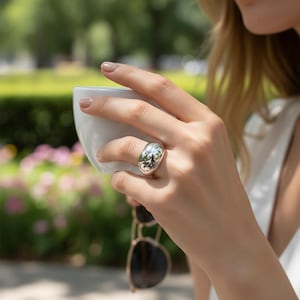 Sterling Silver Dome Ring, Large Bubble Statement Ring, Chunky Silver Jewelry Polished Silver Dome Ring, Wide Band Cocktail Ring