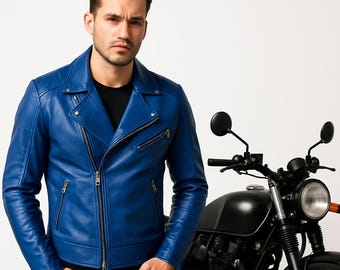 Herren Blue Moto Lederjacken