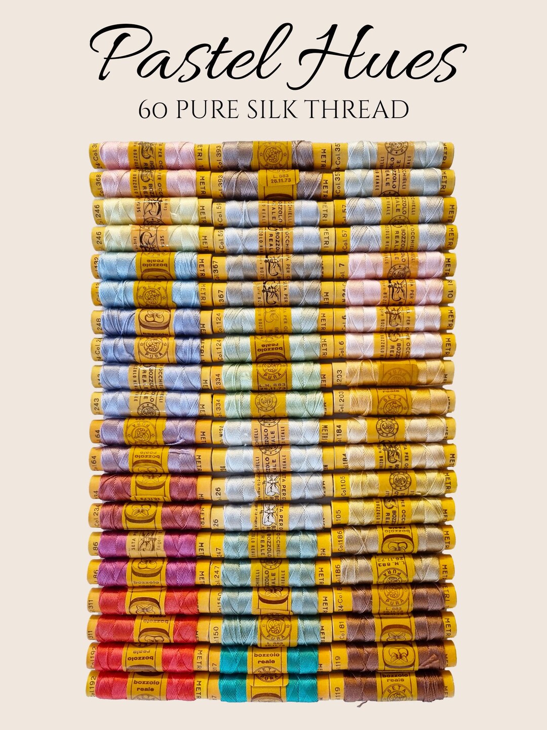 Italian Vintage Pure Silk Embroidery Threads – 60 Pastel Colours - Etsy