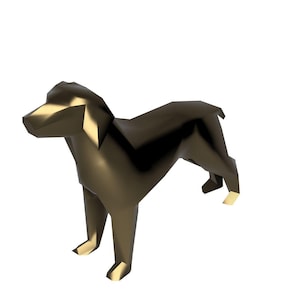 Low Poly Dog STL File – 3D Printable Animal Model – Geometric Dog Digital Download
