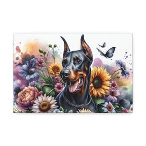 Doberman Canvas Wall Art – Rustic Farmhouse Dog Print – Large Dog Lover Gift – Home Décor Pet Portrait – Doberman Poster with Free Shipping