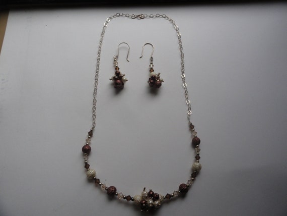 Vintage Sterling Silver Necklace & Earrings set - image 1