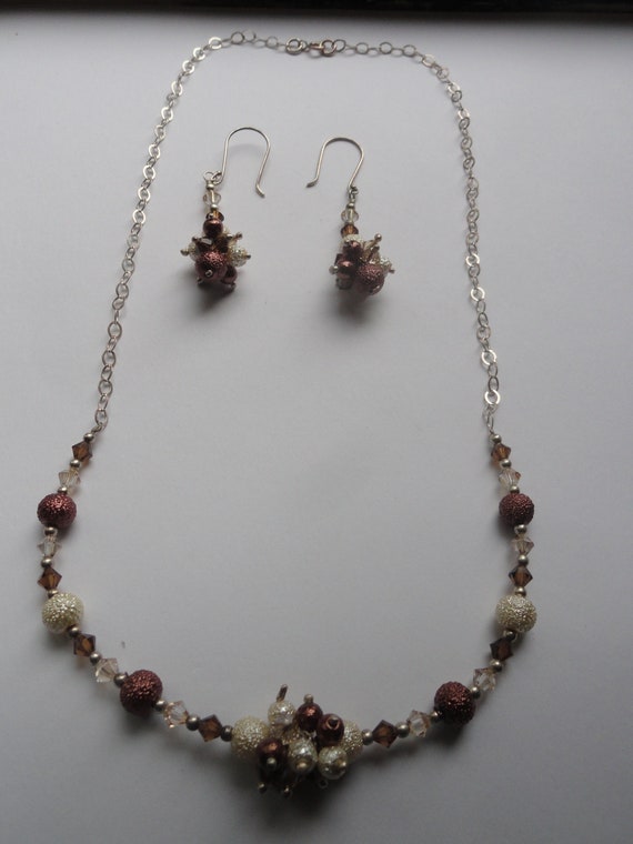 Vintage Sterling Silver Necklace & Earrings set - image 2