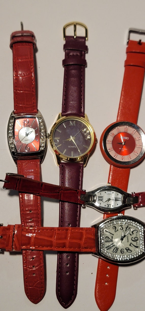 Lot of 8 Vintage Fashion Watches - Red Color Quar… - image 7