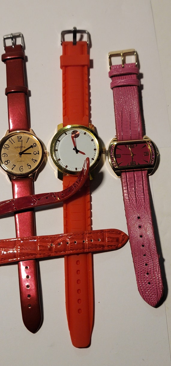 Lot of 8 Vintage Fashion Watches - Red Color Quar… - image 5