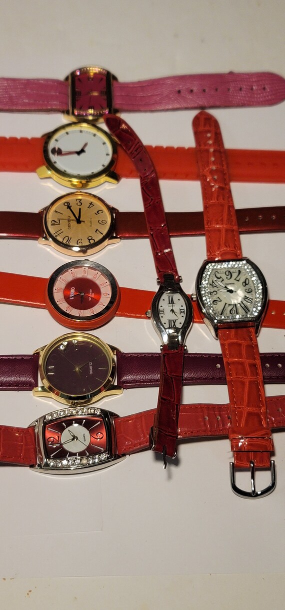 Lot of 8 Vintage Fashion Watches - Red Color Quar… - image 6