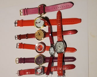 Lot of 8 Vintage Fashion Watches - Red Color Quartz Analog Watches. Estate Sale