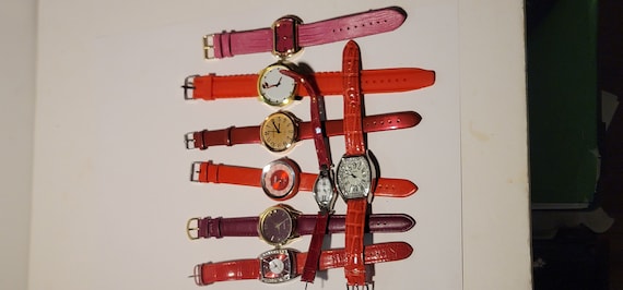 Lot of 8 Vintage Fashion Watches - Red Color Quar… - image 1
