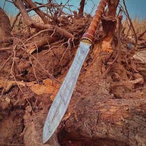 Custom Damascus Steel Spear - Rosewood Handle, 36&quot; Long