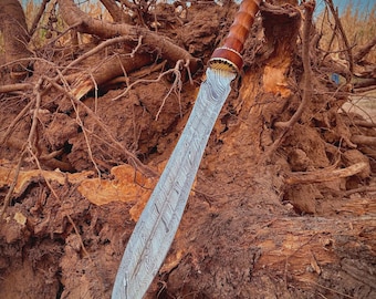 Custom Damascus Steel Spear - Rosewood Handle, 36" Long
