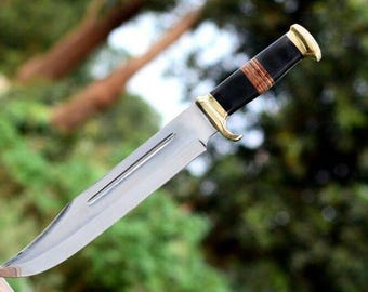 Handgefertigtes Krokodil Hunter Bowiemesser, Edelstahl, personalisiertes Geschenk