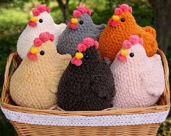 Patrón de ganchillo de pollo de peluche en PDF, juguete de amigurumi fácil