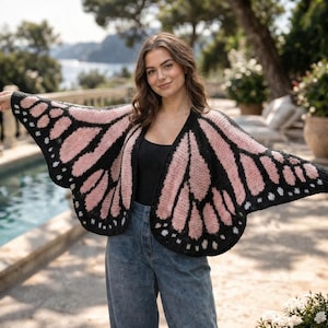 Monarch Butterfly Crochet Sweater Pattern | Oversized Wings Cardigan (Digital Download)