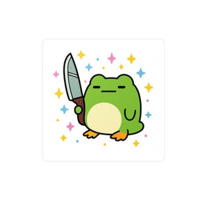 Niedliche Frosch-Messer Kiss-Cut Vinyl-Aufkleber, lustige Aufkleber für Laptop, Wasserflasche, Geschenkideen, Frosch-Liebhaber-Dekor, Tierthema Aufkleber