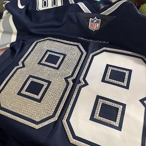 Camiseta deportiva personalizada con pedrería, ropa para el día del partido, estilo brillante personalizado. imagen 9