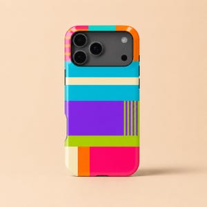 Cover per telefono Color Block, cover retrò geometrica dai colori vivaci per iPhone, Samsung Galaxy e Google Pixel, regalo audace e massimalista per gli amanti del colore.