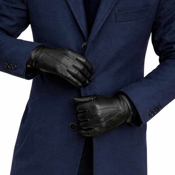 Buy Black Leather Dress Gloves Hand Sewn Genuine Winter Wear for Men Online  in India