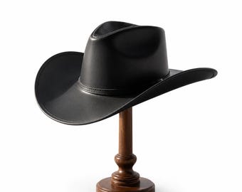 Black Leather Cowboy Handmade Western Style for Men Women Genuine Material