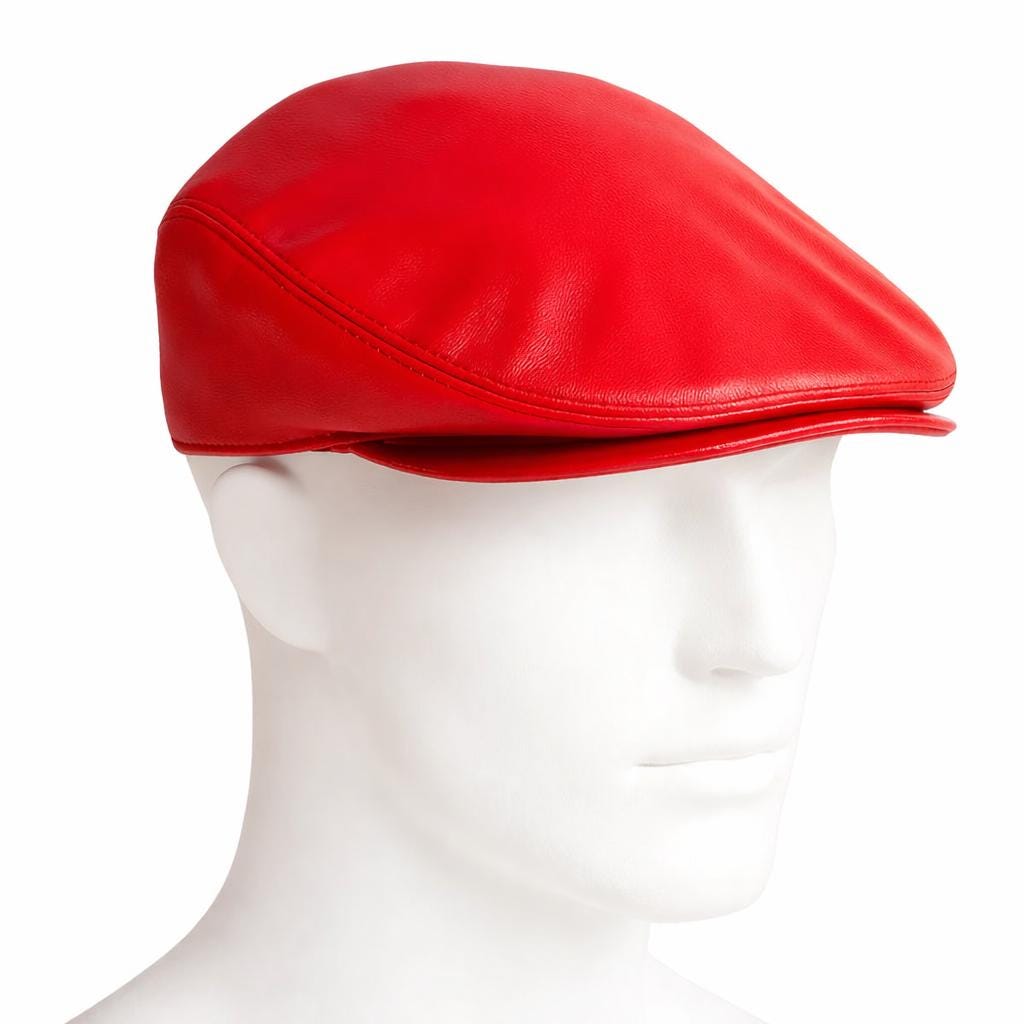 Wilsons Leather Red Newsboy Cap Genuine Leather Chic Hat Wilsons Leather | Accessories | Vintage Wilsons Red Genuine  main image 2